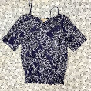 Michael Kors Navy Blue Paisley Blouse